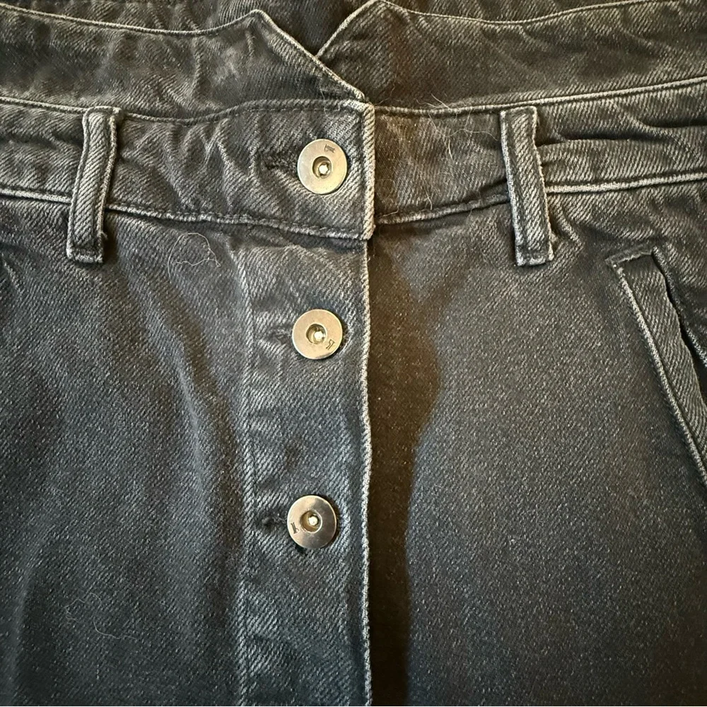 Pilcro and the Letterpress Anthropologie Black Button Front Denim Mini Skirt 12 - Picture 5 of 9